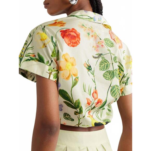 NEW CARA CARA asbury cropped tie shirt in nectar egret - Picture 2 of 4